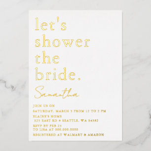 Invitación Con Relieve Metalizado Sencillo Elegante Desayuno de Novia Moderno