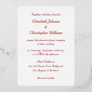 Invitación Con Relieve Metalizado Sencillo Elegante Moderno Personalizado Rosa Dorad