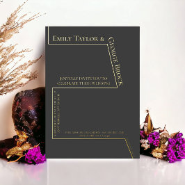 Invitación Con Relieve Metalizado Sencillo Moderno Divertido Elegante Minimalista Bo