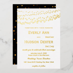 Invitación Con Relieve Metalizado Sencillo Moderno Galaxy Boda en Oro