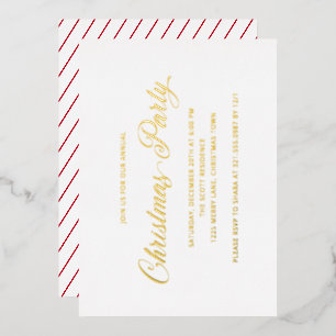 Invitación Con Relieve Metalizado Sencillo Script Elegante Fiesta Moderna de Navidad