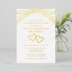 Invitación Con Relieve Metalizado Sencillo y elegante Arco Oro 50 Aniversario Boda