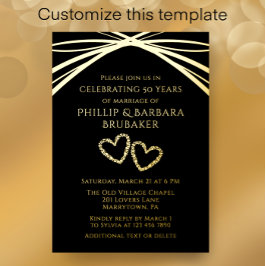 Invitación Con Relieve Metalizado Sencillo y elegante Arco Oro 50 Aniversario Boda