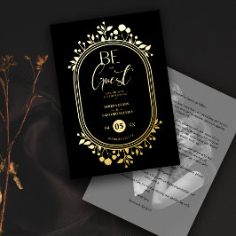 Invitación Con Relieve Metalizado Ser nuestro invitado Boda negro Fancy Frame Branks