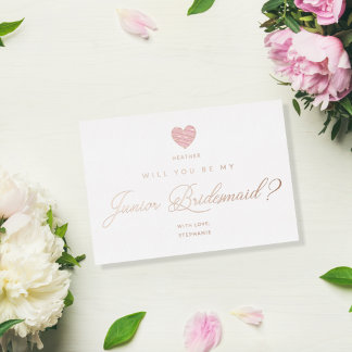 Invitación Con Relieve Metalizado ¿Serás Mi Corazón Rosa De La Noviaria Junior?