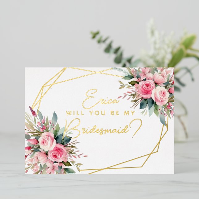 Invitación Con Relieve Metalizado ¿Serás mi dama de honor? (Anverso de pie)