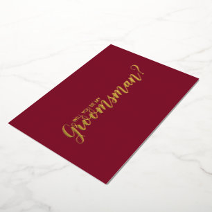 Invitación Con Relieve Metalizado ¿Serás mi padrino? Burgundy y Oro