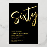 Invitación Con Relieve Metalizado Sesenta años del oro negro moderno<br><div class="desc">60.ª invitación al Relieve metalizado de cumpleaños</div>