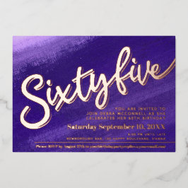 Invitación Con Relieve Metalizado Sesenta y cinco 65º cumpleaños foto de oro de rosa