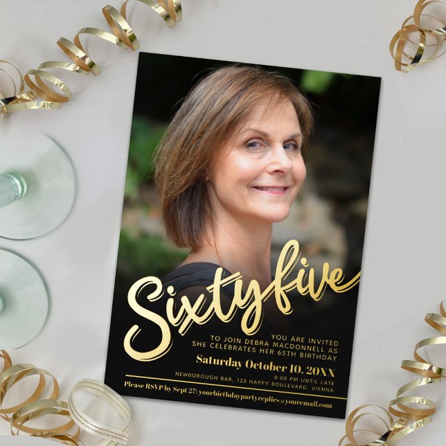 Invitación Con Relieve Metalizado Sesenta y cinco 65º personalizado de cumpleaños fo (Subido por el creador)