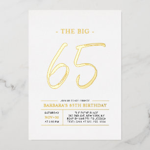 Invitación Con Relieve Metalizado Sesenta y cinco Fiesta moderna de cumpleaños 65
