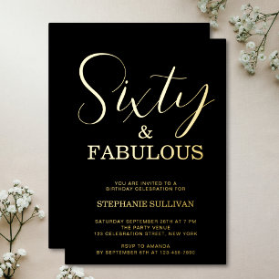 Invitación Con Relieve Metalizado Sesenta y Fabuloso Guión Fiesta de Cumpleaños núme