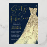 Invitación Con Relieve Metalizado ¡Sesenta y Fabuloso! Sparkle Gold Vress Cumpleaños<br><div class="desc">¡Sesenta y Fabuloso! Sparkle Gold Vress Invitación al Relieve metalizado de cumpleaños número 60 Ver otras invitaciones en nuestra tienda Nest y Nest Store</div>