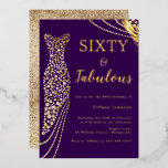 Invitación Con Relieve Metalizado Sesenta y fabuloso vestido púrpura y dorado 60 cum<br><div class="desc">Sixty & Fabulous Purple & Gold Dress Invitación al Relieve metalizado de cumpleaños número 60 Ver otras invitaciones en nuestra Nest Store y Nest</div>
