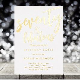 Invitación Con Relieve Metalizado Setenta y fabuloso cumpleaños frustrado con oro