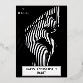 Invitación Con Relieve Metalizado Sexy Aniversario de Boda Travieso 