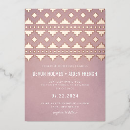 Invitación Con Relieve Metalizado Shell Pink Southwest Gleam Boda Rosa Gold