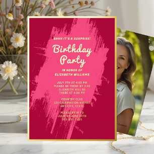 Invitación Con Relieve Metalizado Shhhh Sorprende cumpleaños fiesta de madrugada Gla