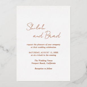 Invitación Con Relieve Metalizado Shiloh Modern Elegant Wedding