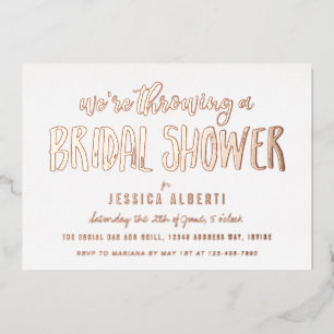 Invitación Con Relieve Metalizado Shimmer Bridal Shower Gold