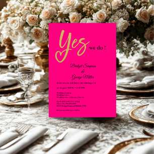 Invitación Con Relieve Metalizado Sí Hacemos boda de oro rosado caliente real