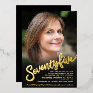 Invitación Con Relieve Metalizado Siete cinco 75º personalizado de cumpleaños foto d
