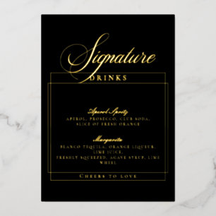 Invitación Con Relieve Metalizado Signatura de bebidas clásico marfil negro