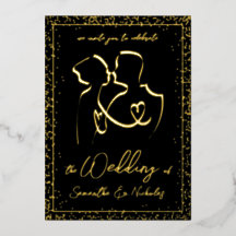 Silueta de amantes en negro y Boda de oro