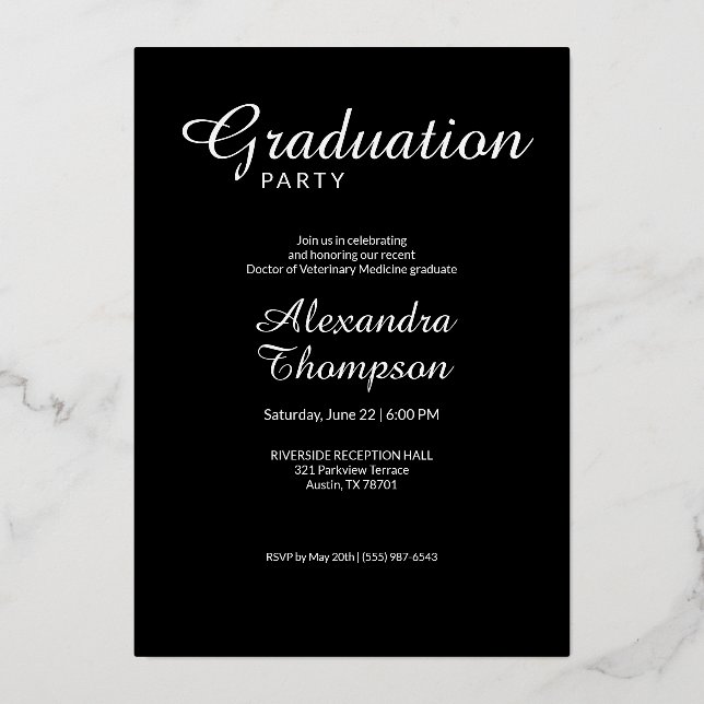 Invitación Con Relieve Metalizado Silver DVM Veterinary Medicine Graduation Party (Reverso )