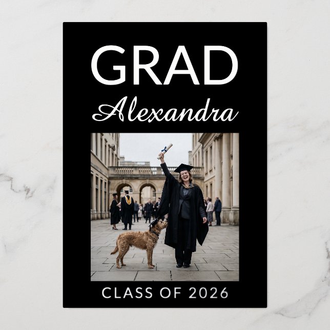 Invitación Con Relieve Metalizado Silver DVM Veterinary Medicine Graduation Party (Anverso)