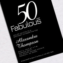 Invitación Con Relieve Metalizado Silver Fifty and Fabulous 50th Birthday Party