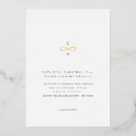 Invitación Con Relieve Metalizado Símbolo de Infinito Dorado Minimalista Chic