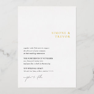 Invitación Con Relieve Metalizado Simone Minimal Modern Boda