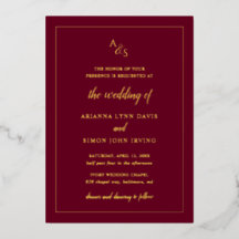 Simple Boda Formal Elegante en Monograma Borgoñino