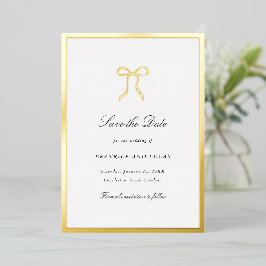 Invitación Con Relieve Metalizado Simple Bow Classic Wedding Save the Date
