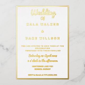 Invitación Con Relieve Metalizado Simple Decadente Boda (Border)