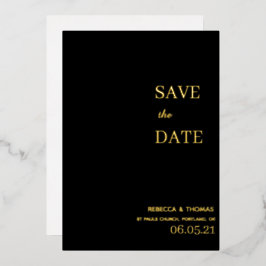 Invitación Con Relieve Metalizado simple elegante no foto guardar la fecha