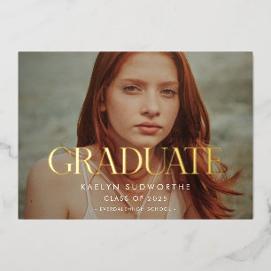 Invitación Con Relieve Metalizado Simple elegante y con estilo Foto de graduación en