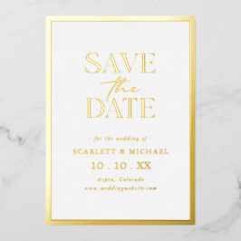 Invitación Con Relieve Metalizado Simple Gold Save The Date