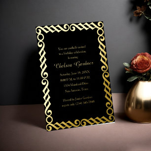 Invitación Con Relieve Metalizado Simple Minimal Sofisticado Enmarcado