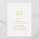 Invitación Con Relieve Metalizado Simple Minimalista 60 cumpleaños fiesta de oro<br><div class="desc">Esta sencilla y minimalista invitación al Relieve metalizado de oro de 50 años es perfecta para un evento moderno. El diseño,  sencillo y elegante,  presenta una tipografía de escritura clásica y elegante en Relieve metalizado dorado.</div>
