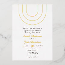 Simple Minimalista Boda de Oro y Blanco de Hoja de