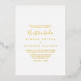 Invitación Con Relieve Metalizado Simple Minimalista Nuestra Boda Boda