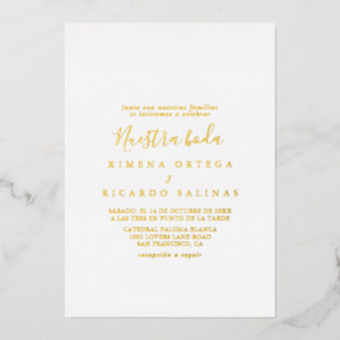 Invitación Con Relieve Metalizado Simple Minimalista Nuestra Boda Boda