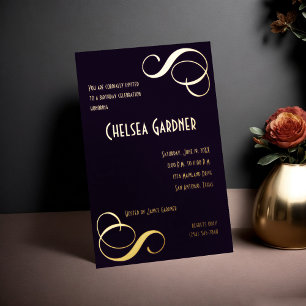 Invitación Con Relieve Metalizado Simple Mínimo Sofisticado Ostentoso