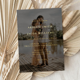 Invitación Con Relieve Metalizado Simple Modern Elegant Photo Wedding