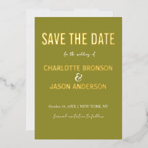 Simple Modern Verde Lima Save The Date Gold