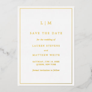 Invitación Con Relieve Metalizado Simple Monograma Elegante Aviso de Boda