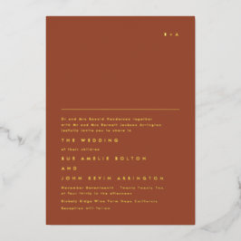 Invitación Con Relieve Metalizado Simple Monograma Elegante Dorado | Desierto de Ter