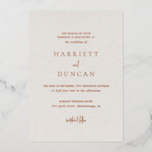 Invitación Con Relieve Metalizado Simple Neutral Beige Elegante Boda